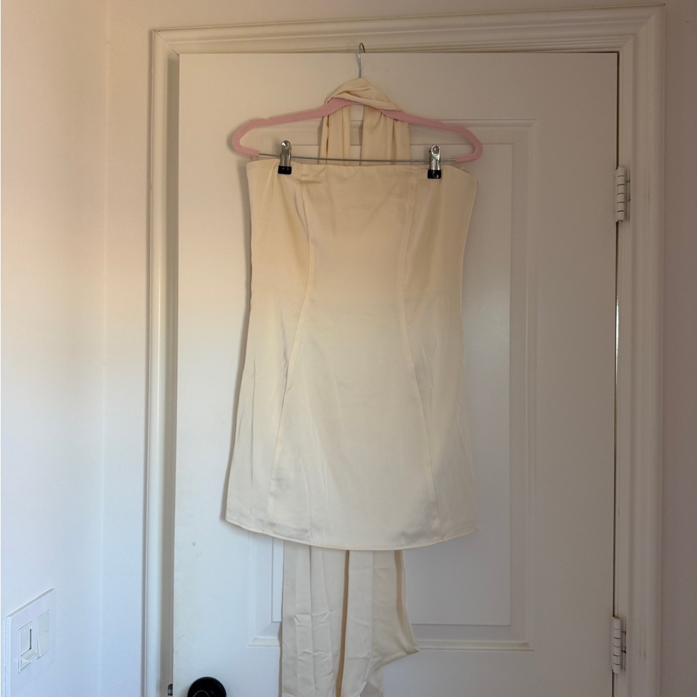 Oh Polly Cream Halter Mini Dress